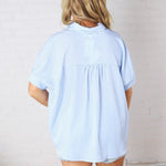 Greer Oversized Button Down Top - Blue FINAL SALE