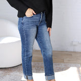 Greer Straight Crop Cuff Jeans - Dark Wash - Risen Jeans