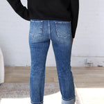 Greer Straight Crop Cuff Jeans - Dark Wash - Risen Jeans