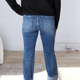 Greer Straight Crop Cuff Jeans - Dark Wash - Risen Jeans