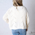 Greta Chunky Cotton Crochet Cardigan - Snow White