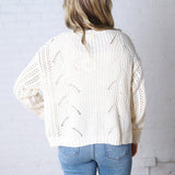 Greta Chunky Cotton Crochet Cardigan - Snow White
