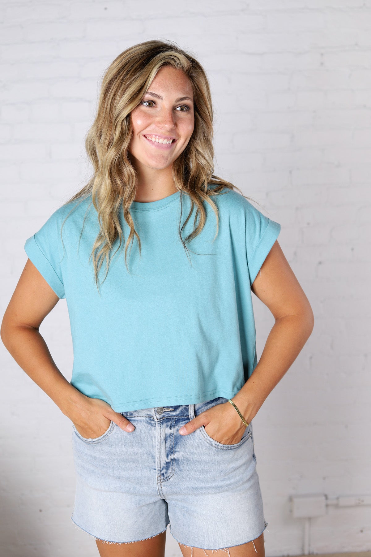 Greysen Short Sleeve Top - Dusty Teal