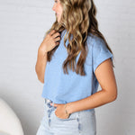 Greysen Short Sleeve Top - Heather Blue