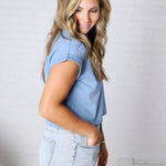 Greysen Short Sleeve Top - Heather Blue