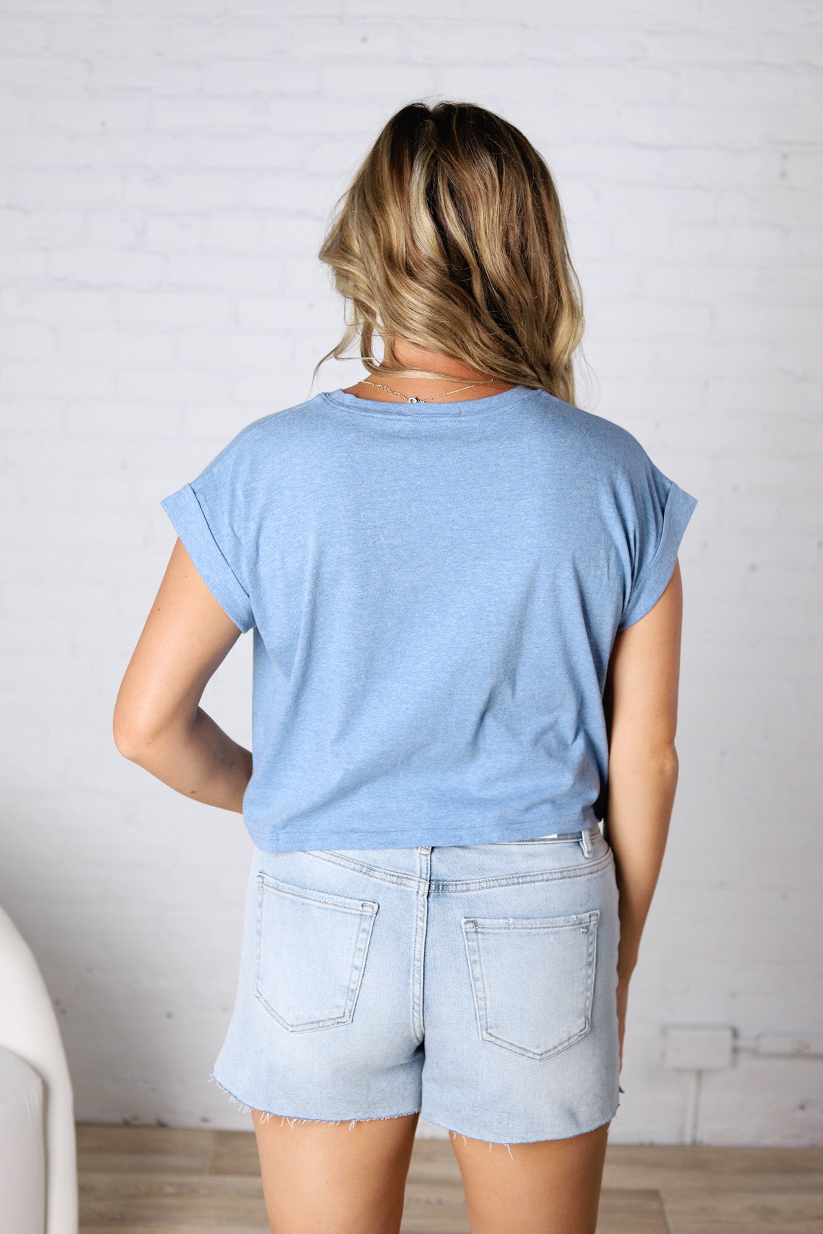 Greysen Short Sleeve Top - Heather Blue