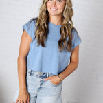 Greysen Short Sleeve Top - Heather Blue