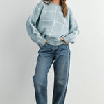 Grier Checkered Knit Sweater - Blue