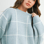Grier Checkered Knit Sweater - Blue