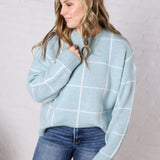 Grier Checkered Knit Sweater - Blue