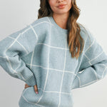 Grier Checkered Knit Sweater - Blue