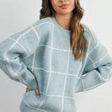 Grier Checkered Knit Sweater - Blue