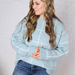 Grier Checkered Knit Sweater - Blue