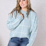 Grier Checkered Knit Sweater - Blue - FINAL SALE