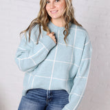 Grier Checkered Knit Sweater - Blue - FINAL SALE