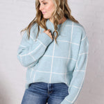 Grier Checkered Knit Sweater - Blue - FINAL SALE