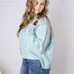 Grier Checkered Knit Sweater - Blue - FINAL SALE