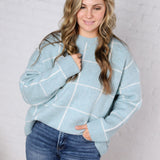 Grier Checkered Knit Sweater - Blue - FINAL SALE