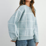 Grier Checkered Knit Sweater - Blue
