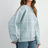 Grier Checkered Knit Sweater - Blue