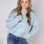 Grier Checkered Knit Sweater - Blue