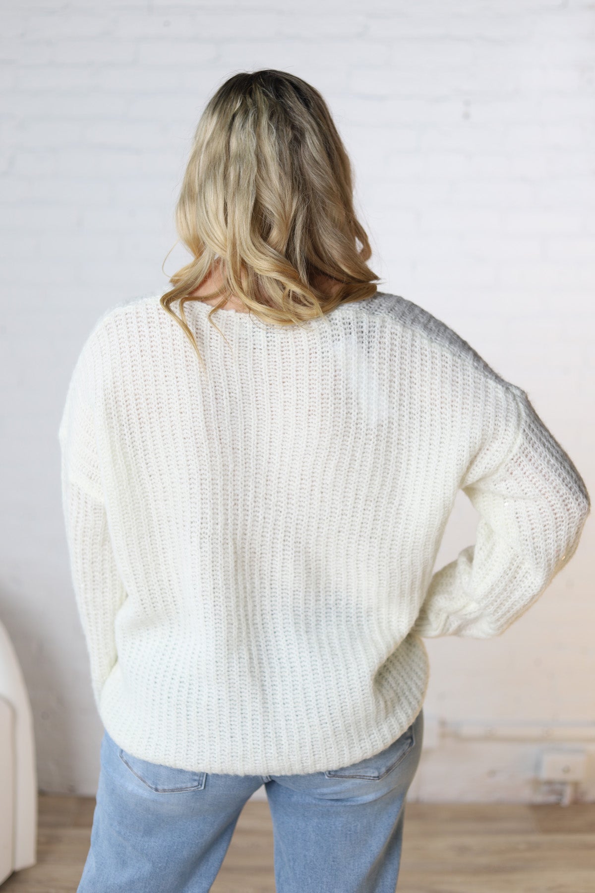 Grier Sequin Details Sweater - White - FINAL SALE