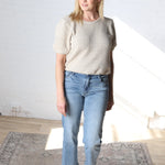 Gwen Short Sleeve Textured Sweater Top - Oatmeal