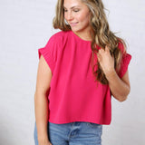 Hadlee Round Neck Top - Magenta