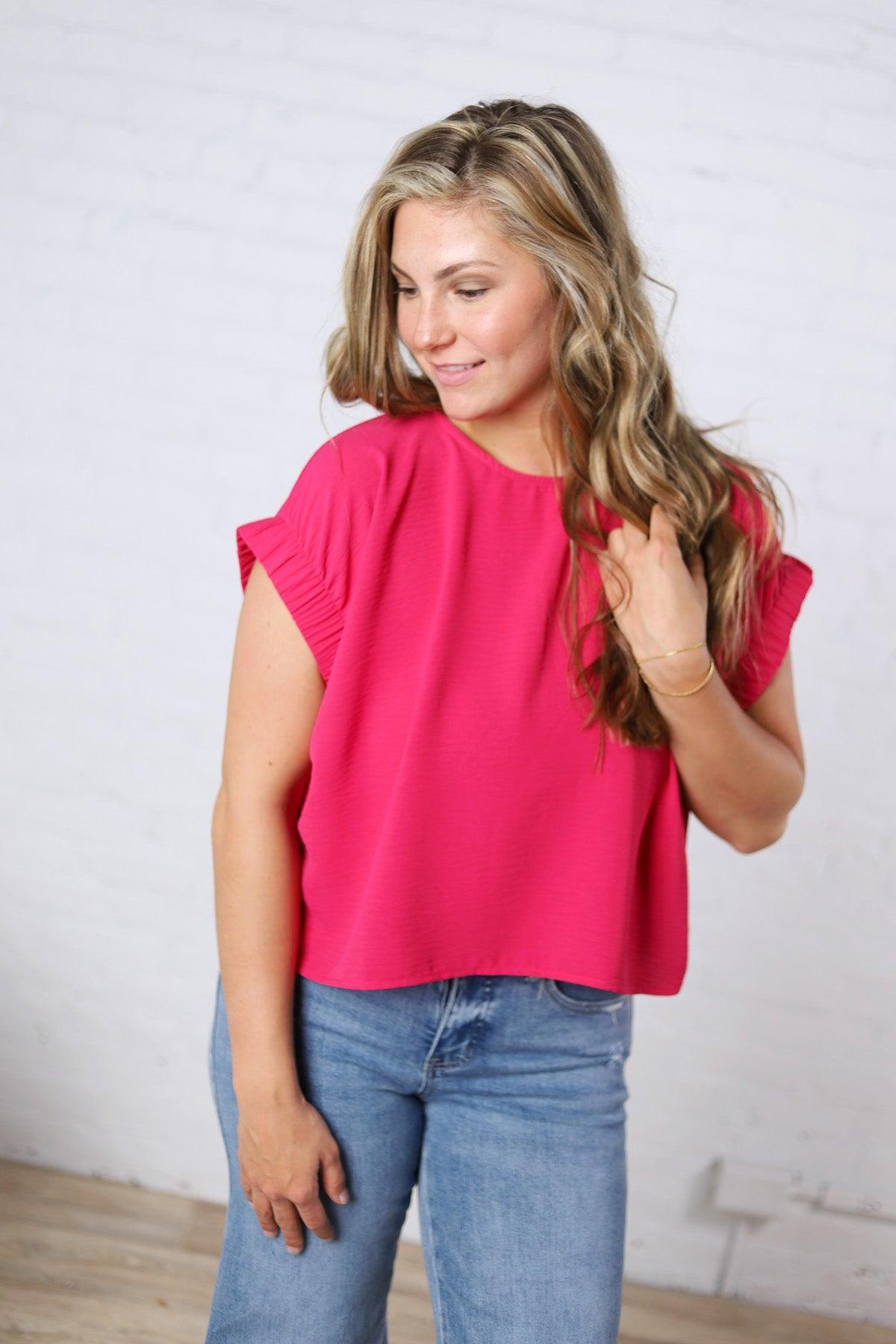 Hadlee Round Neck Top - Magenta