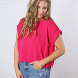 Hadlee Round Neck Top - Magenta