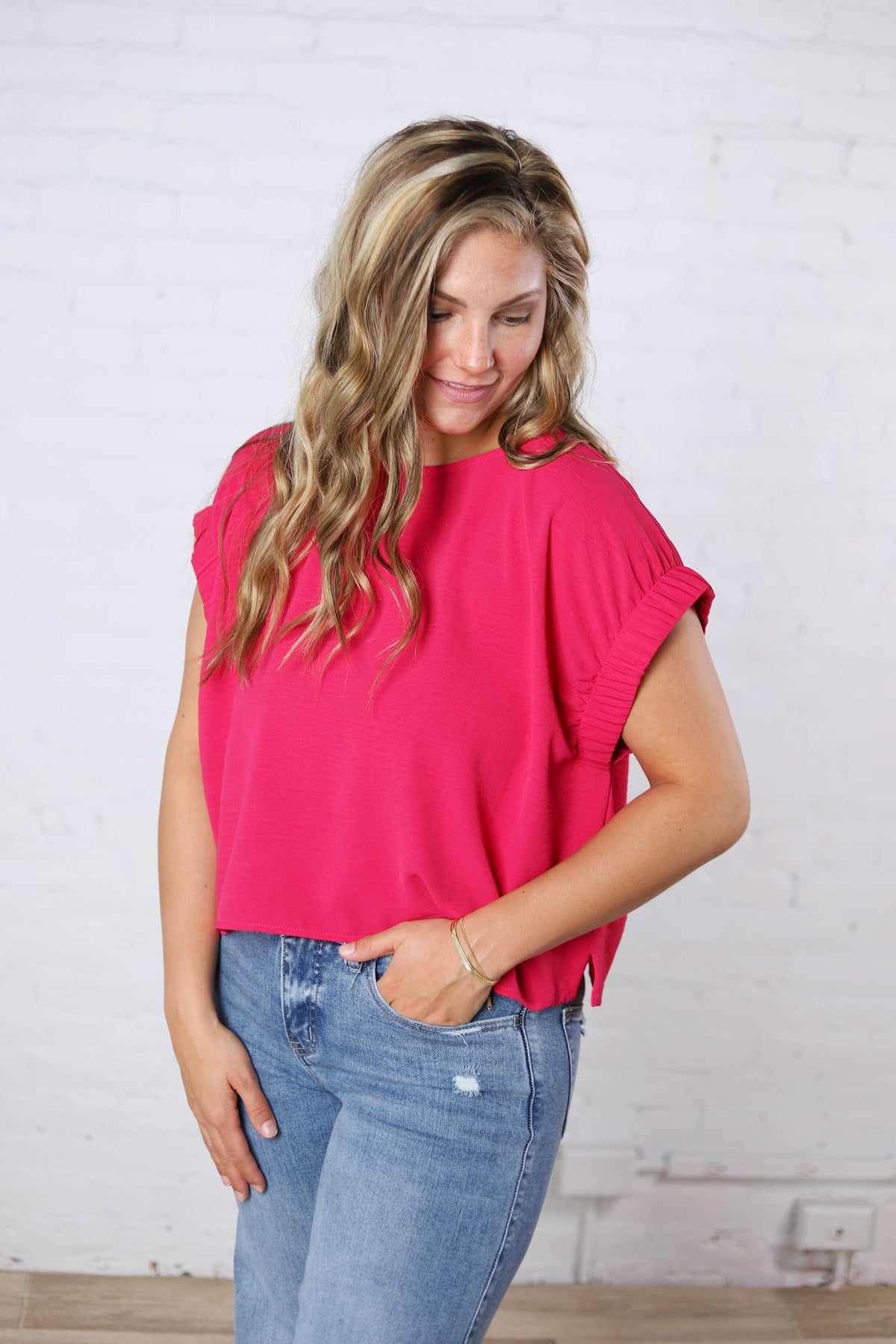 Hadlee Round Neck Top - Magenta