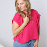 Hadlee Round Neck Top - Magenta