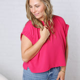 Hadlee Round Neck Top - Magenta