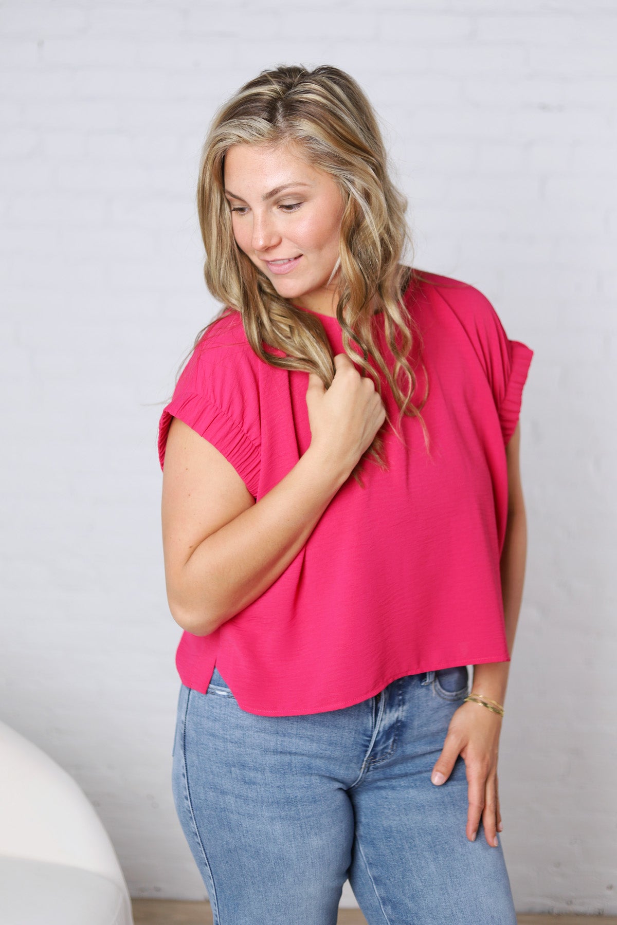 Hadlee Round Neck Top - Magenta