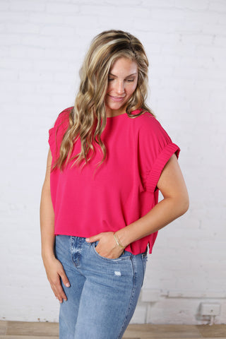 Hadlee Round Neck Top - Magenta FINAL SALE