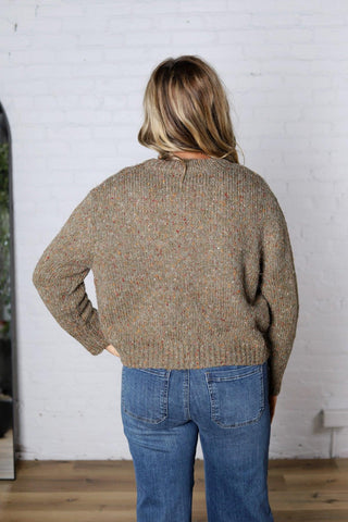 Hadleigh Multicolor Flecked Sweater - Olive