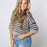 Hadley Drop Shoulder Stripe Top - Navy
