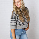 Hadley Drop Shoulder Stripe Top - Navy