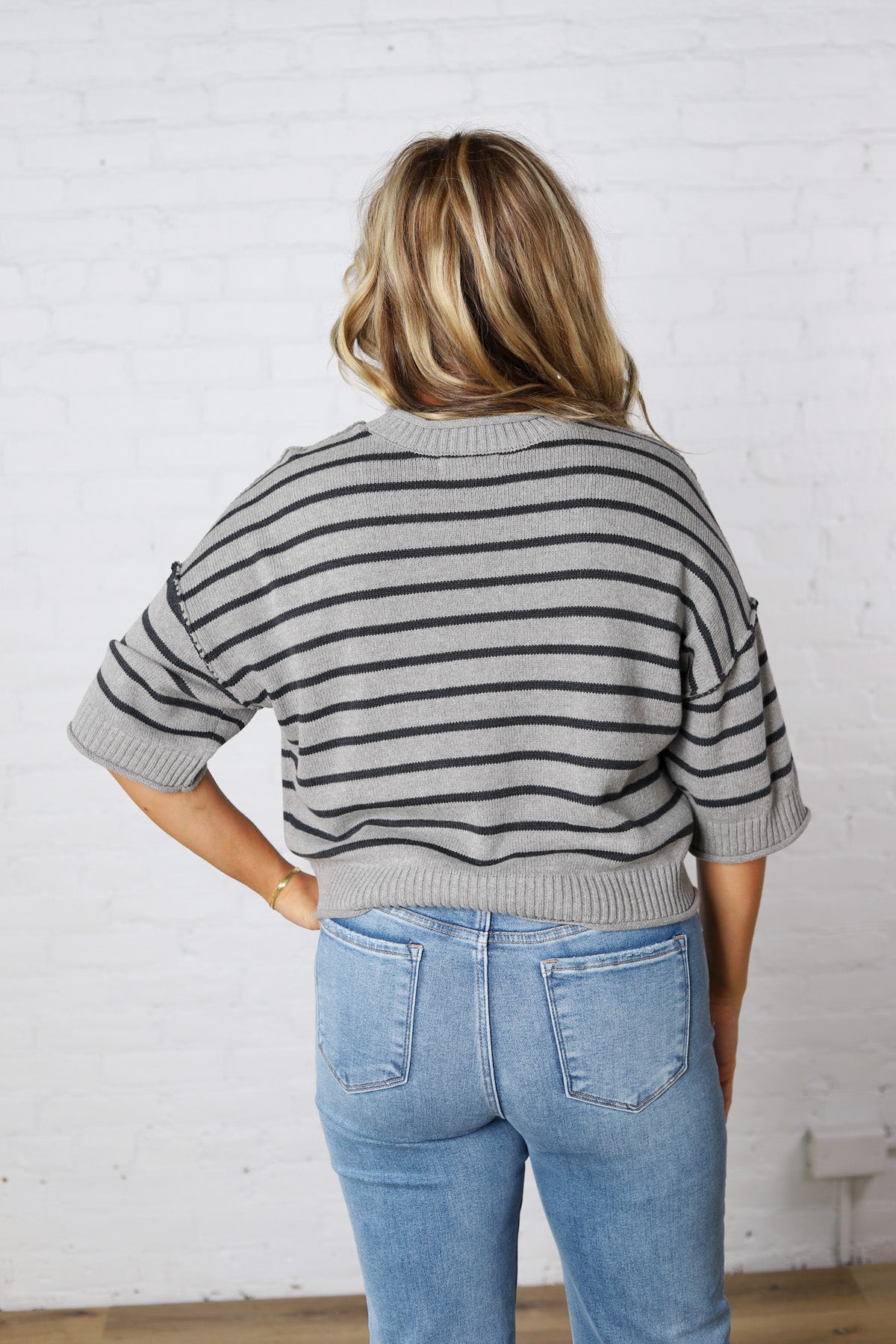 Hadley Drop Shoulder Stripe Top - Navy