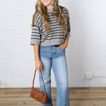 Hadley Drop Shoulder Stripe Top - Navy