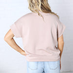 Haislee Modal Luxe Quarter Zip Short Sleeve Top - Light Mocha