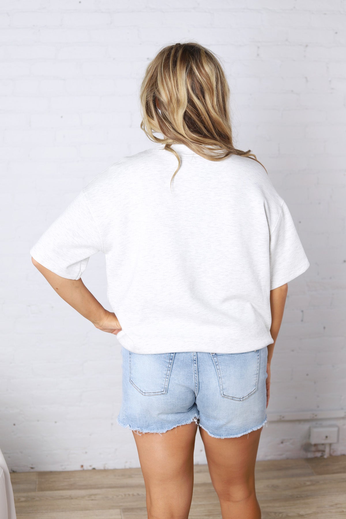 Haislee Modal Luxe Quarter Zip Short Sleeve Top - Lt H Grey