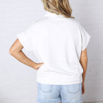Haislee Modal Luxe Quarter Zip Short Sleeve Top - Lt H Grey