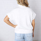 Haislee Modal Luxe Quarter Zip Short Sleeve Top - Lt H Grey
