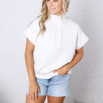 Haislee Modal Luxe Quarter Zip Short Sleeve Top - Lt H Grey
