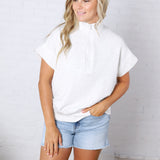 Haislee Modal Luxe Quarter Zip Short Sleeve Top - Lt H Grey