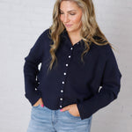 Haisley Button-Up Cardigan - Midnight