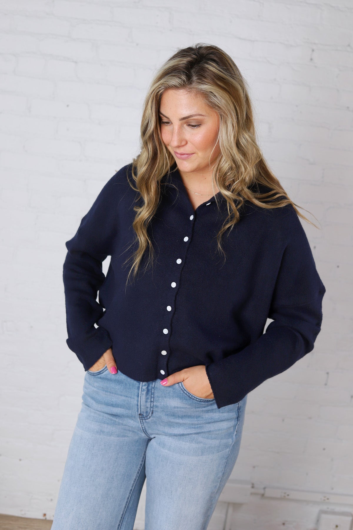 Haisley Button-Up Cardigan - Midnight