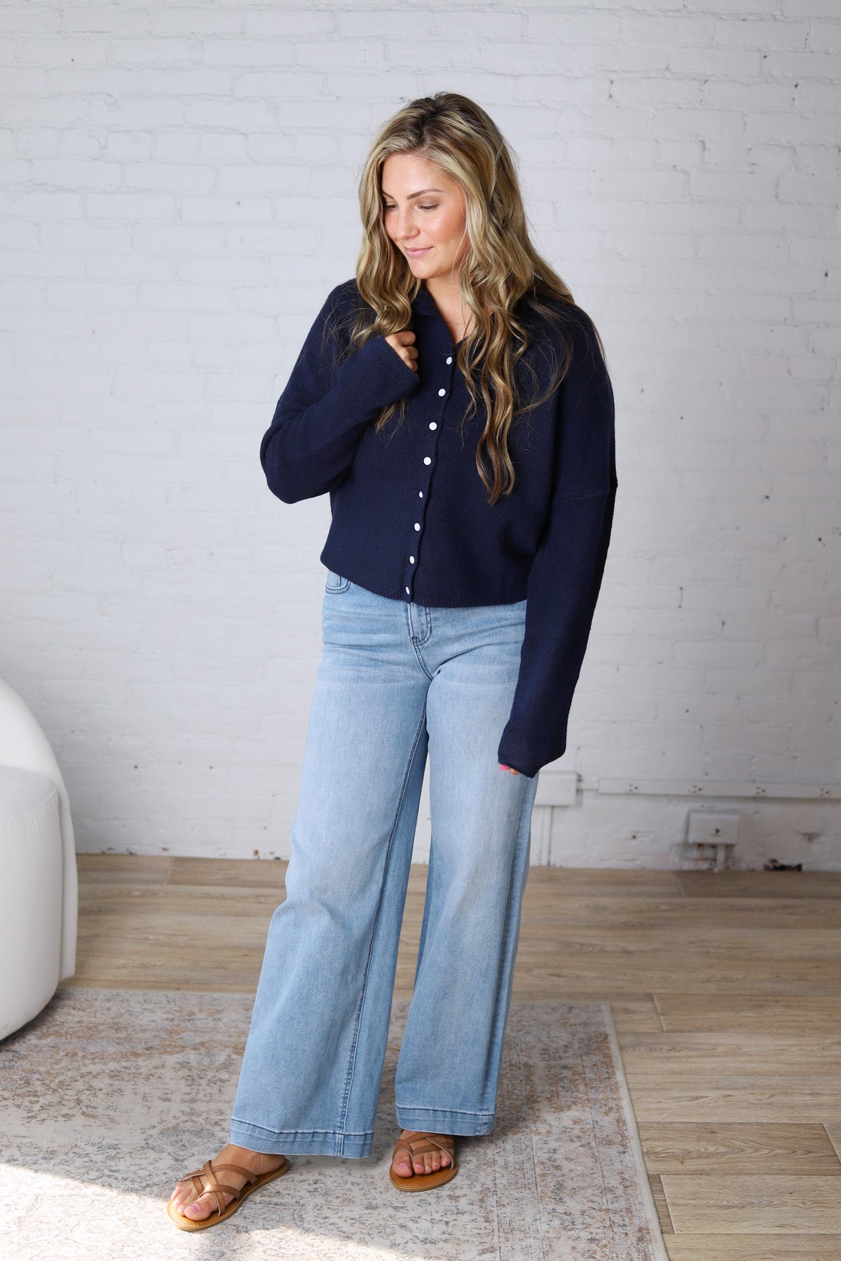 Haisley Button-Up Cardigan - Midnight