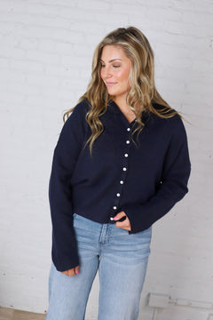 Haisley Button-Up Cardigan - Midnight